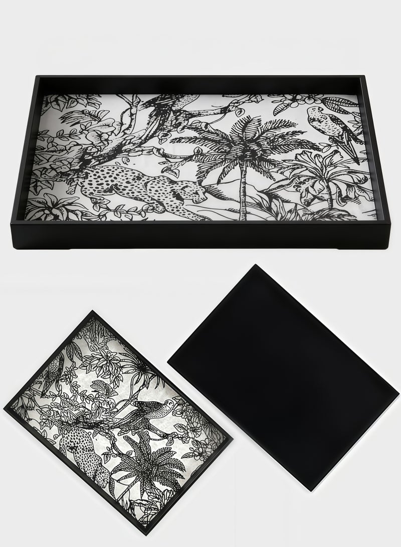 شو وو صينية زينة، صينية جلدية فاخرة خفيفة، صينية خشبية من الجلد والكتان، صينية عطور، صواني مجوهرات، صينية زينة، منظم سطح الطاولة، صينية تخزين للمنزل والشرفة، صواني تقديم، صينية تخزين للمنزل والشرفة، صينية زينة شموع العلاج العطري لغرفة المعيشة، مناسبة للحمامات، غرف تغيير الملابس، المنزل، غرفة المعيشة، الفندق، الحمام، غرفة النوم، المكتب (مستطيل، 37.5 × 26 × 3.5 سم) - Image 1